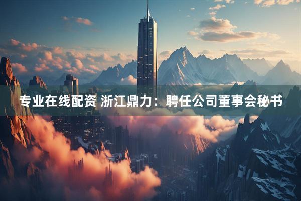 专业在线配资 浙江鼎力：聘任公司董事会秘书